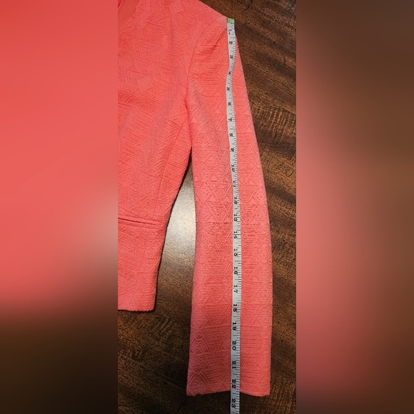 Zara Trafaluc Coral Full Cropped Zip Blazer Jacket Cotton Textured Size Medium - Picture 16 of 16